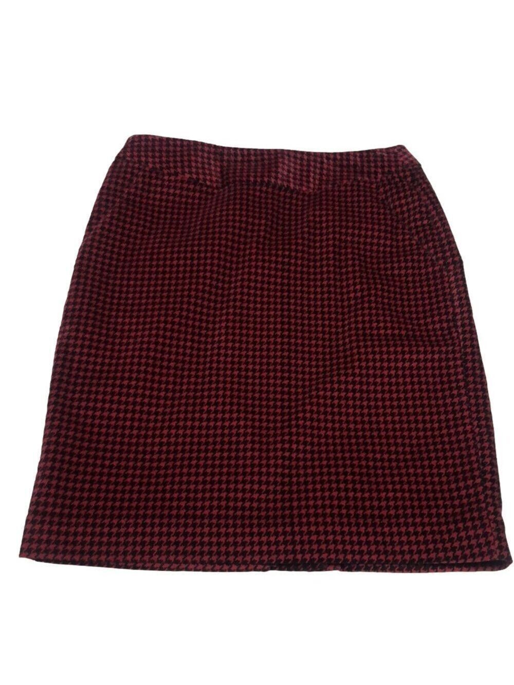 LL Bean houndstooth velour velveteen skirt sz4